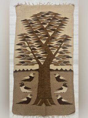 Handwoven Beige and Brown Tree Wall Hanging - Brand: